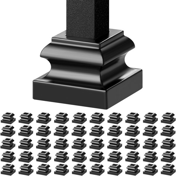 Aluminum Alloy Baluster Shoes Square Balusters Baluster Wrought Spindles For Staircase Slant Shoes With Screw Holes For Use With 1 2 Inch Staircase Balusters Spray Coated Black 50 Pcs  P 010774213482